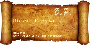 Bicskei Piroska névjegykártya